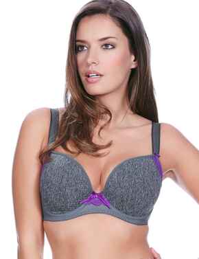 Freya Lingerie Deco Delight 1561 Underwired Moulded Plunge Bra T-Shirt Bra - Charcoal