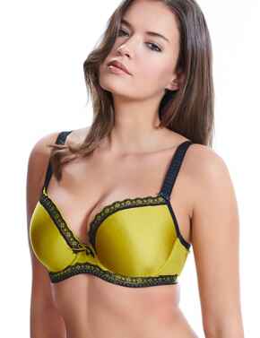 Freya Lingerie Deco Charm 1471 Underwired Moulded Plunge J Hook T-Shirt Bra - Chartreuse