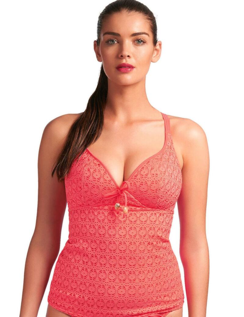 Freya Swimwear Watermelon 3209 Underwired Halter Tankini Top In Coral