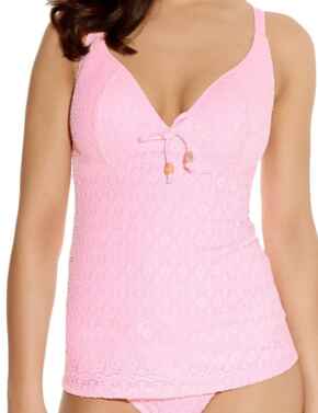 Freya Swimwear Spirit 3906 Soft Cup Non Wired Padded Plunge Tankini Top  - Pink Sorbet