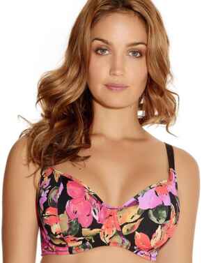 Fantasie Swimwear Borocay 5974 Padded Balcony Bikini Top - Black Floral