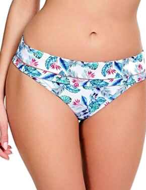 Panache Elle Fold Top Bikini Brief SW0878 Swimwear Bottoms White Tropical - White/Tropical