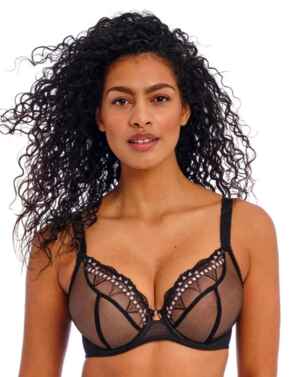 Plunge Bra Freya Loveland Non Padded Underwired Bra 401002 Boudoir Noir - Boudoir Noir