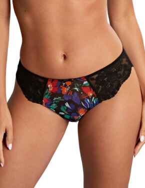 Panache Nina Brazilian Brief 10942 Knickers Low Rise Lace Black Floral - Black Floral