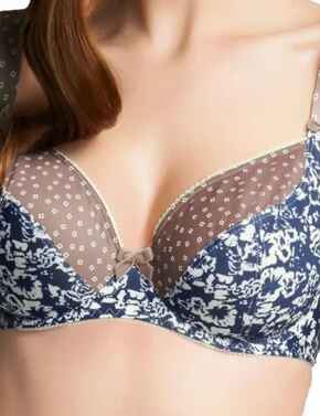 Freya Ginny Underwired Balcony Bra 1261 Lingerie Floral Blue - Eclipse