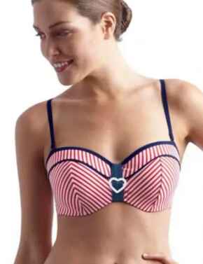 Cleo by Panache Lucille Bandeau Bikini Top CW0063 Strawberry/Blue/White - Strawberry