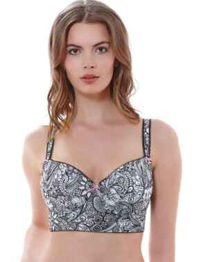 Freya Lingerie Zentangle 1954 Underwired Padded Longline Bra - Monochrome Black