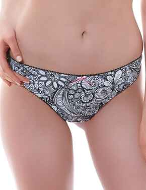 Freya Zentangle Thong Knickers Underwear  - Monochrome Black