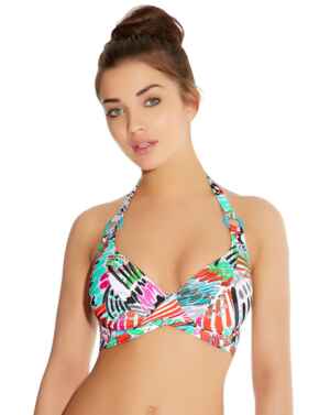 Freya Swimwear Mardi Gras Underwired Banded Halterneck Bikini Top - Carnival Print Multi