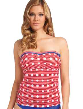 Freya Hello Sailor Underwired Bandeau Tankini Bikini Top - Red