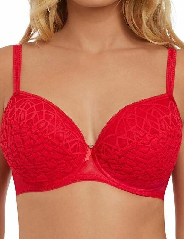 Freya Lingerie Soiree Lace 5013 Underwired Padded Plunge Bra - Rouge