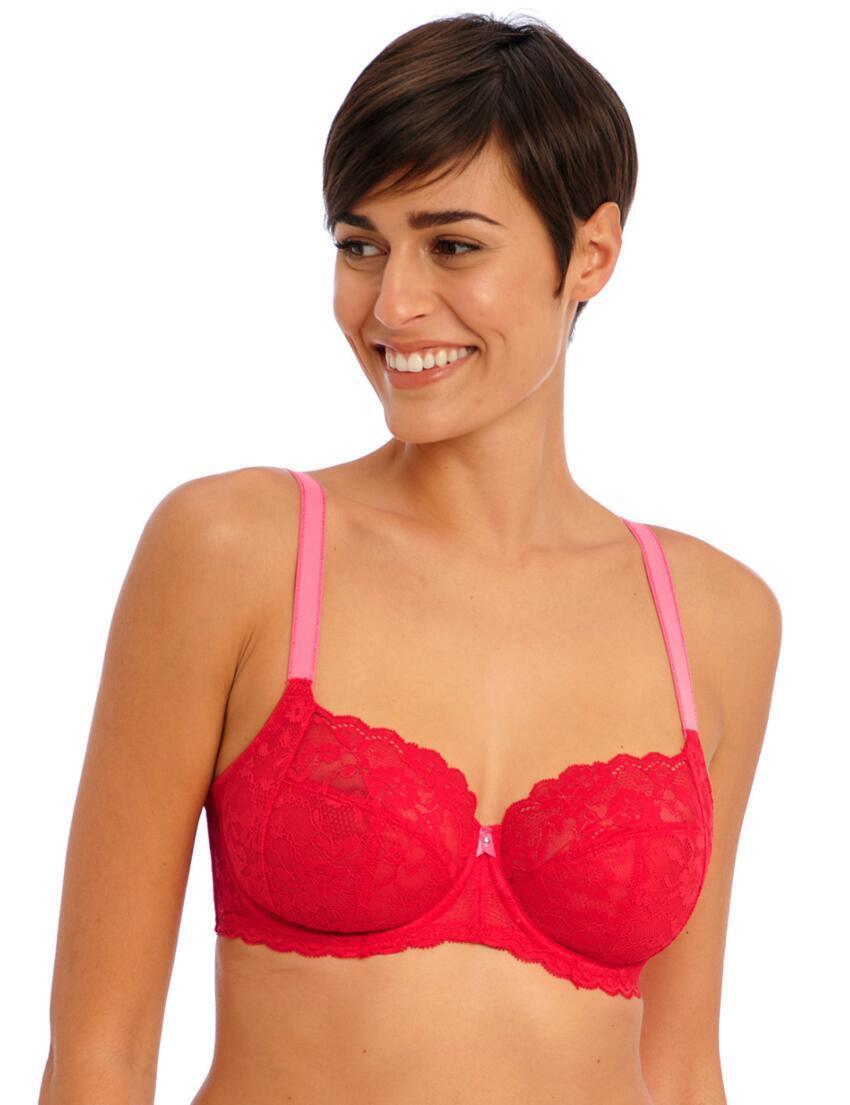 Freya Offbeat Underwired Side Support Bra 5451 Chilli Red Womens Lingerie - Chilli Red