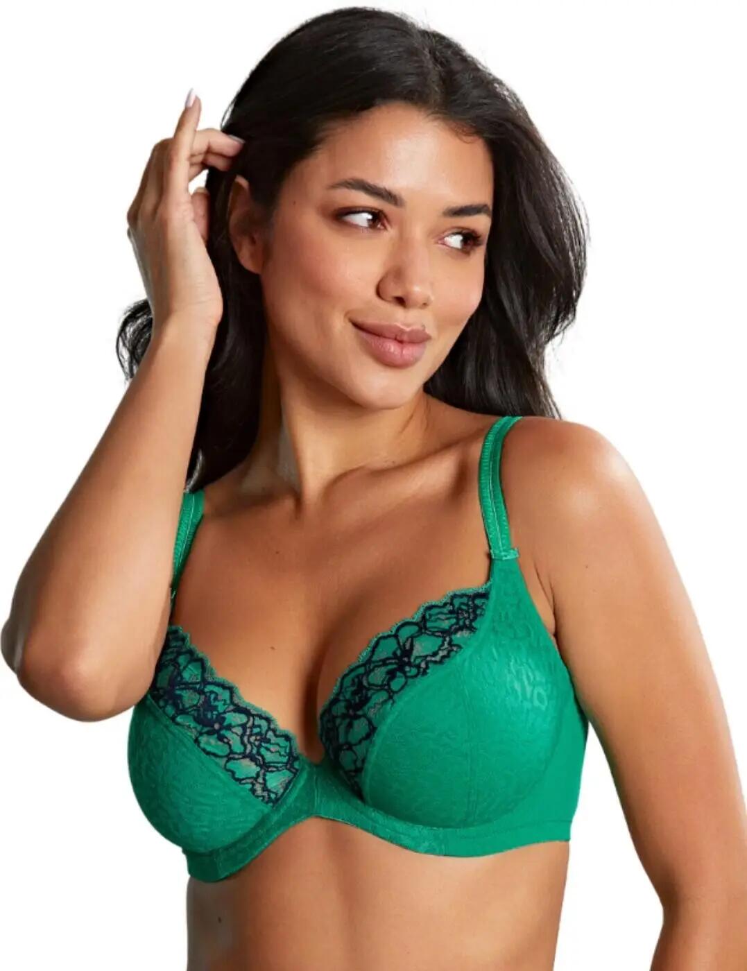 Panache Envy Underwired Plunge Bra 7286 Non Padded Emerald Leopard Print