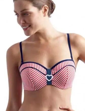 Cleo by Panache Lucille Bandeau Bikini Top CW0063 Strawberry/Blue/White - Strawberry