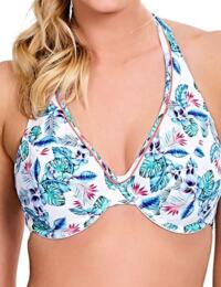 Panache Elle Halterneck Bikini Top SW0875 White Tropical Swimwear - White/Tropical