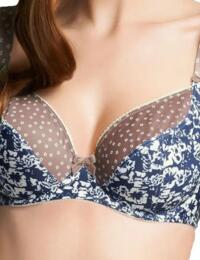Freya Ginny Underwired Balcony Bra 1261 Lingerie Floral Blue - Eclipse