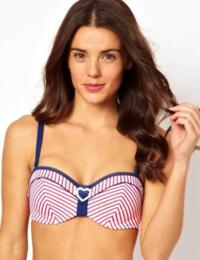 Cleo by Panache Lucille Bandeau Bikini Top CW0063 Strawberry/Blue/White - Strawberry